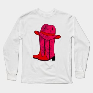 WESTERN Cowboy Boots Cowboy Hat - Cowboy Art Long Sleeve T-Shirt